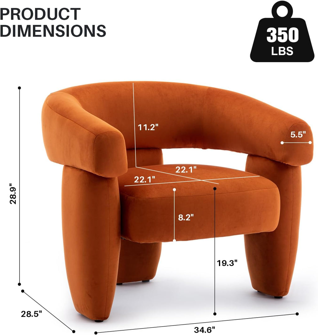 Orange Velvet Accent Chair