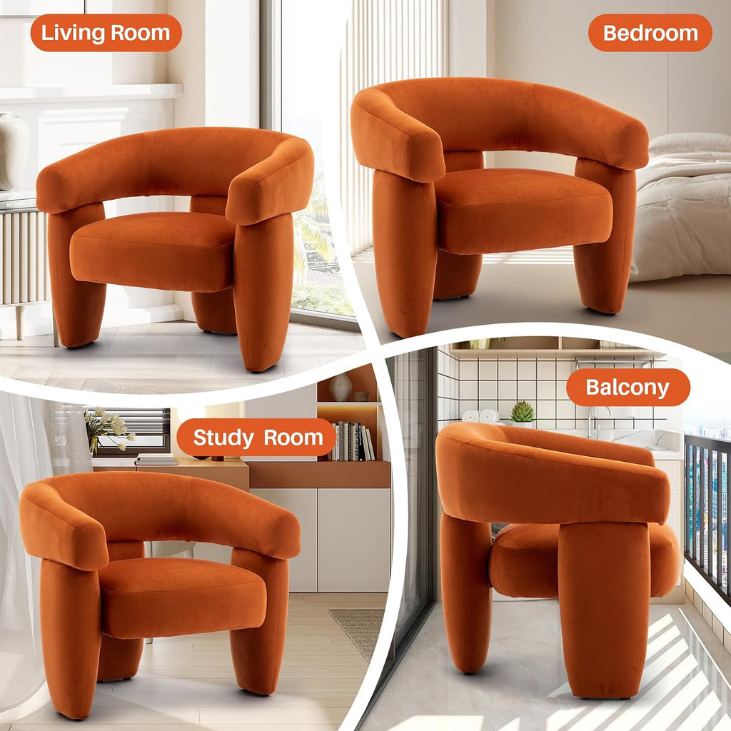 Orange Velvet Accent Chair