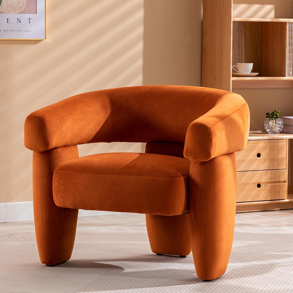 Orange Velvet Accent Chair