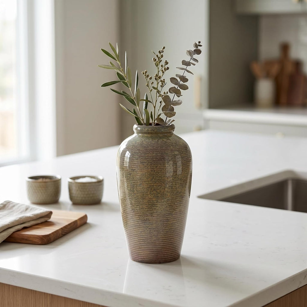 Brown Farmhouse Ceramic Vase
