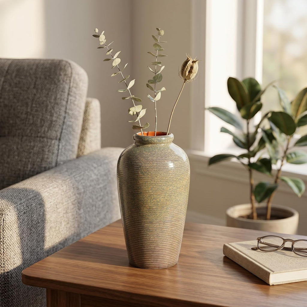 Brown Farmhouse Ceramic Vase