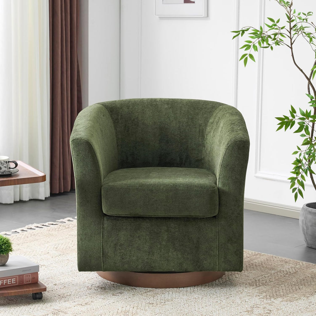 Olive Velvet Swivel Chair