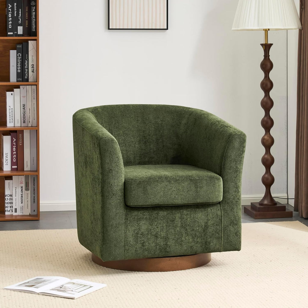 Olive Velvet Swivel Chair